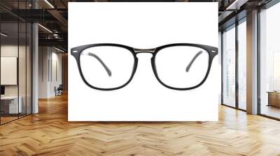 Black frame eyeglasses top view isolated on white background. Wall mural