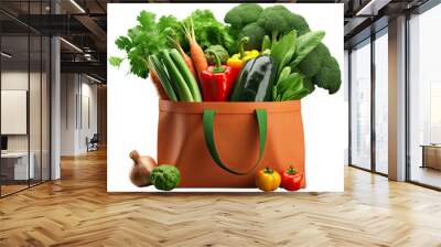 brown bag with vegetables ,Delivery courier and shipping service concept , illustration transparent isolated on white background cutout. PNG file ,artwork graphic design ,Generative AI Wall mural