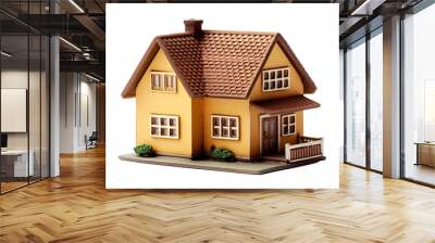 Miniature house cut out transparent background, PNG ,Generative AI Wall mural