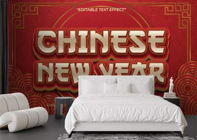 Happy Chinese New Year text effect editable vector Wall mural