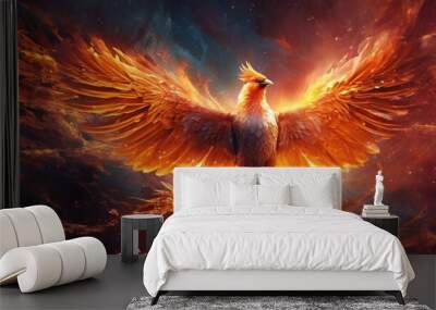 Magic phoenix bird background Ai Generative Wall mural