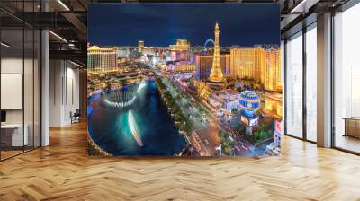 Aerial view of Las Vegas strip at night Wall mural