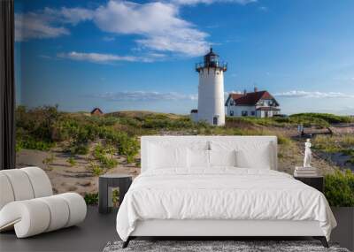 Race Point Light Lighthouse in beach dunes on the beach at Cape Cod, New England, Massachusetts, USA Wall mural