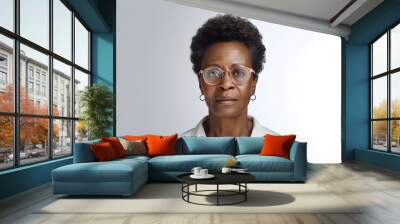 African American person, head and shoulders portrait on light gray background. Neural network generated image. Not based on any actual person or scene. Wall mural