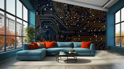 seamless texture and full-frame background of circuit board topology, neural network generated image. Not based on any actual scene or pattern. Wall mural