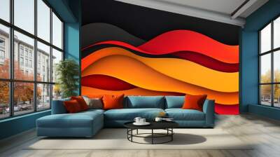 Abstract Black, Red, and Orange Wavy Pattern Background Wall mural