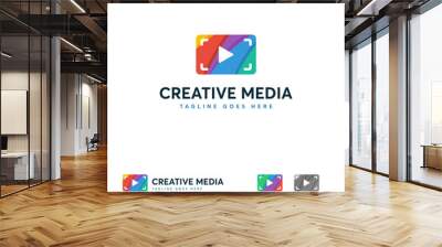 Creative Media logo designs concept vector, Colorful Play logo template concept Wall mural