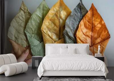 Handmade leaf paper envelopes, ecofriendly mailing options, sustainable stationery Wall mural