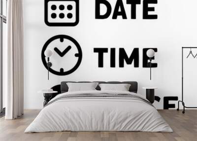 Date, Time, Address or Place Icons Symbol 4 Wall mural