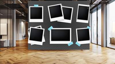 Realistic Polaroid set. Empty Retro Photo frame set mockup vector Wall mural