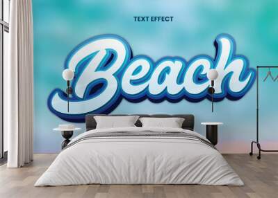 Water text effect editable blue and liquid beach text style Wall mural