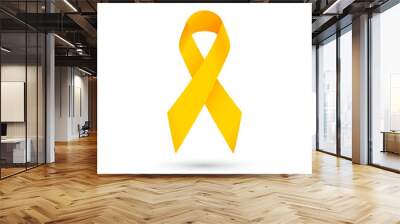 Yellow ribbon awareness Adenosarcoma, Bladder Cancer, Bone Cancer, Endometriosis, Sarcoma, Spina Bifida, Suicide. Isolated on white background. Vector illustration. 01 Wall mural