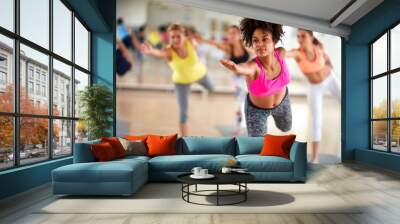 Black girl on body balance training Wall mural