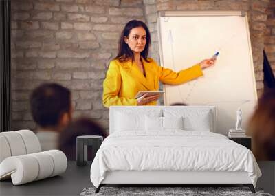 Businesswoman hold meeting Wall mural