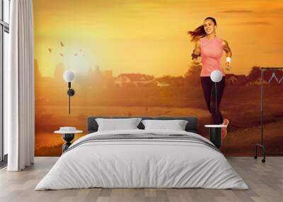 Female jogger Wall mural