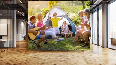 Generation family enjoying on summer day. Wall mural