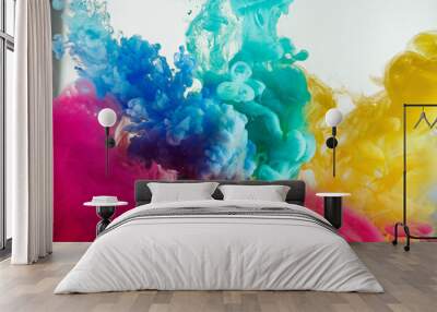 ink rainbow color splash in water Wall mural