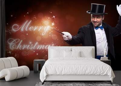 magician with a Christmas magic Wall mural