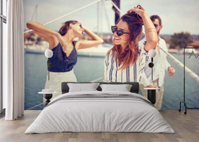 Modern rich friends cruising together Wall mural