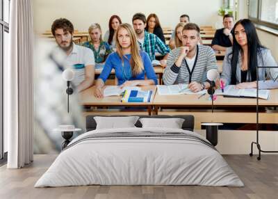 students studying in classroom Wall mural