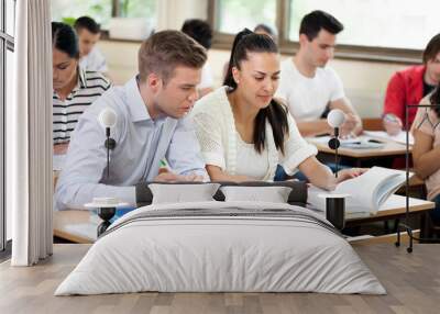 students studying together Wall mural