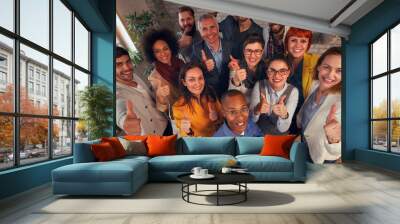 thumbs up-Business people corporate success. Wall mural