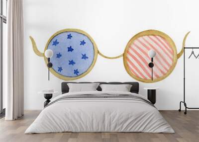 Watercolor usa independence fourth july day flag colors glasses illustration Wall mural