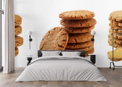 Collection of biscuit Ginger cookies isolated on white or transparent background Wall mural