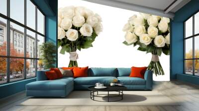 Collection of bouquet roses isolated on transparent or white background Wall mural