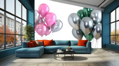 Collection of colored balloons isolated on white or transparent background Wall mural