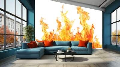 Fire and flames isolated on white or transparent background Wall mural