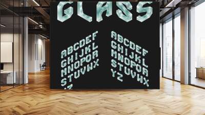 glass isometric latin alphabet. 3d geometric font. three dimensi Wall mural