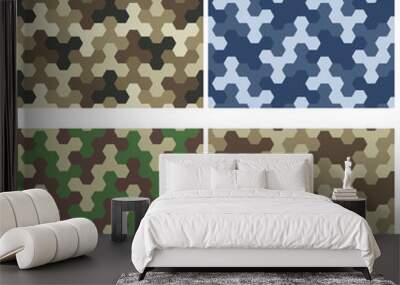 Seamless Camouflage Geometric Pattern Set. Three And Six Color V Wall mural