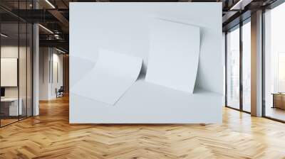 Two bending Paper Mockup. 3d rendering. Wall mural