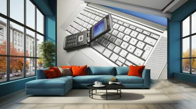 laptop mit handy Wall mural