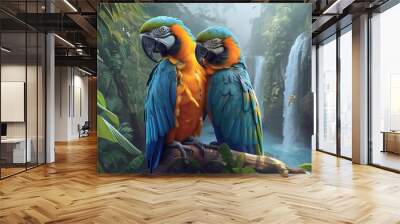 Colorful Parrots: Vibrant Images of Exotic Avian Beauties Wall mural