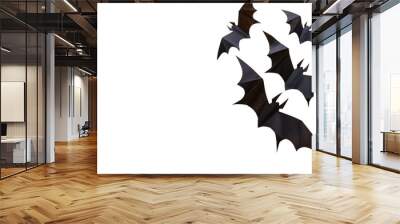 Halloween and decoration concept - paper bats flying isolated on white or transparent background Wall mural