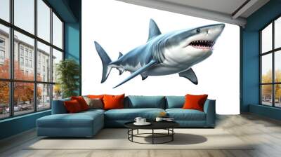 Shark in motion isolated on transparent or white background Wall mural