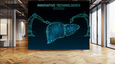 robotic liver surgery low poly. polygonal hepatitis surgery procedure. robot arm manipulator. modern Wall mural