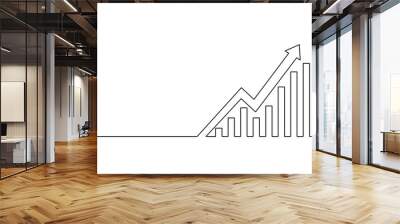 Single continuous line art arrows up. Growing profit graph economy finance concept design. One sketch outline drawing vector illustration Wall mural