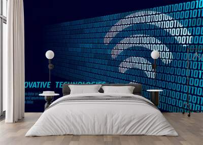 Wireless internet wifi connection. Big data binary code flow numbers. Global network high speed innovation connection data rate technology vector illustration Wall mural