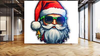 Funny Santa Claus with sunglasses Wall mural