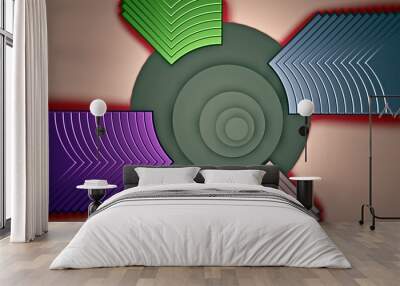 Geometrische Formen. digitales Kunstwerk. 3D Rendering Wall mural