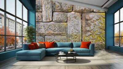 Stone wall, background for design and decoration. Wall mural