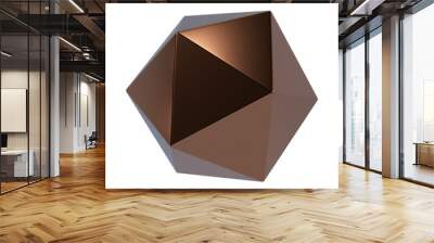 3d render realistic primitive. Glossy metal copper geometric shape. Wall mural