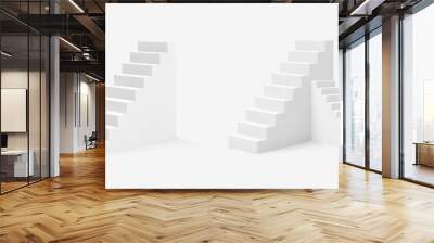 Set of 3d realistic style white stairs. Vector illustration. Wall mural