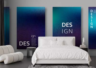 Set of abstract bright colors minimal cover design. Halftone effect, mosaic background. Vector illustration. Wall mural