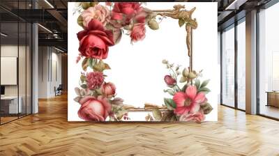 rose frame in white background Wall mural