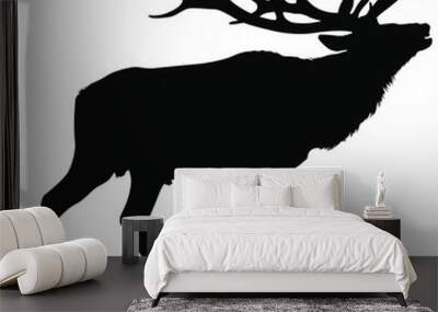 A vector silhouette of a large bull elk bugling. Wall mural