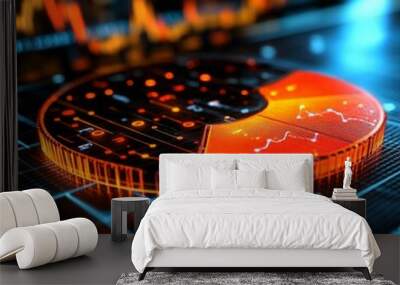 Bright data visualization of financial market analytics and stock trends Wall mural